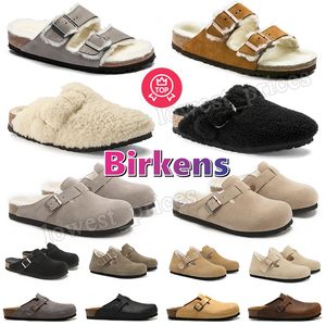 Luksusowy projektant Birkinstocks Boston Clogs Sandals Birks Kaptaki platforma męska kobiety Clog Arizona Og Shearling zamszowy Pasek Pasek Płaskie zapasy Kappy Mokiny