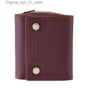 Money Clips Retro % Cowhide Tri-Fold Wallet RFID Anti-theft Brush Multifunctional Men's Zipper Multiple Card Holder Wallet For Men Q231213