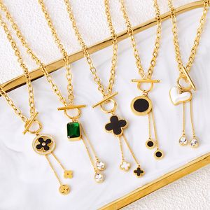 Fashion New Product Designer Necklace Water Drop Zircon Tassel Sweater Chain Black and White Shell Flower Pendant Pearl Love Necklace for Women