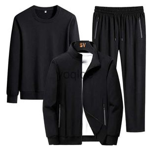 Herrspårsperioder 3st Set Men mode Autumn Sportwear Suit Casual Sweatshirt+Fleece Warm Jacket+Jogger Pants Sporting Suit Tracksuit Plus Size J231213