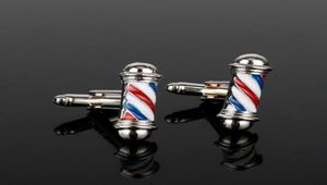 Dongsheng Tie Clips Cufflink Serisi Barber Shop Barber Pole Cufflinks Erkekler Gömlek Kuft Düğmeleri Takı Kumbası