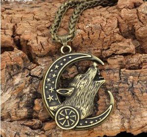 Wolf Amulet Moon Star Wicca Witchcraft Pagan Jewelry Slavic Kolovrat Pendant Necklace Talisman6472962