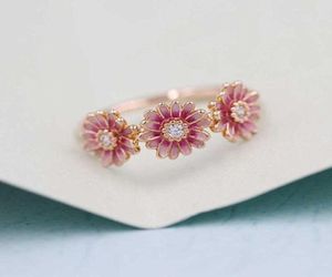 2020 Nuovo anello trio in argento sterling 925 con fiore rosa margherita in stile europeo al 100% per le donne6341163