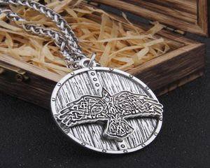 Iron Color Viking Celtic Eagle and Shield Necklace with Stainless Steel Chain As Men Gift and wooden box7371083