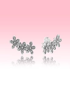 Autentisk 925 Sterling Silver Shining Daisy Stud örhängen Kvinnor Girls Summer Jewelry With Original Box för CZ Diamond Earring Set6408802