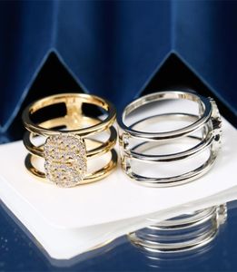 Woman Diamond Ring Shape Brass Letter Rings Charm Fashion Jewelry Supply8210208