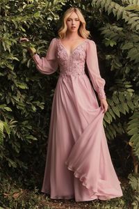 2024 Luxus Abend Party Kleid V-ausschnitt, Langen Ärmeln Spitze Perlen Blumen Chiffon Prom Formale Kleider Arabisch Dubai Robe De soiree