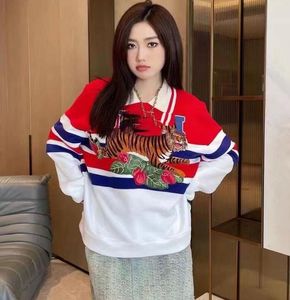 Ny kvinnors tröja Designer Fashion Pullover Knitwear Letter Jacquard Tiger Flower Löst långärmad polohals Knitwear Top