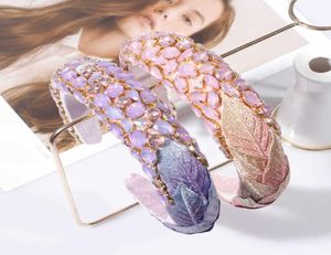 Luxuriöse Kristall-Haarbänder für Damen, Haarschmuck, barock, gepolstertes Kopfband, rosa lila Strass-Stirnband, Prinzessinnen-Kopfschmuck, X07221357722