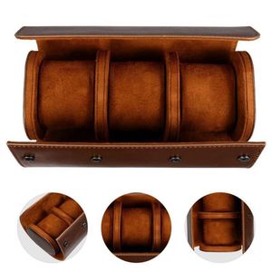 Korthållare 3 2 1 3 Slots Watch Roll Retro Travel Case Chic Portable Vintage Leather Display Storage Box With Slid In Out Organi209Z