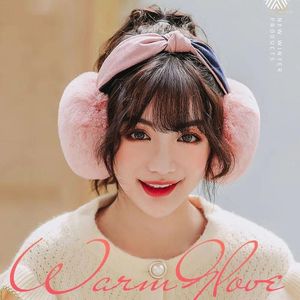 Berets Winter Ladies Cute Bowknot Warm Plush Earmuffs Foldable Fashion Cold-proof Ear Protector Cover Outdoor Cycling Accessories