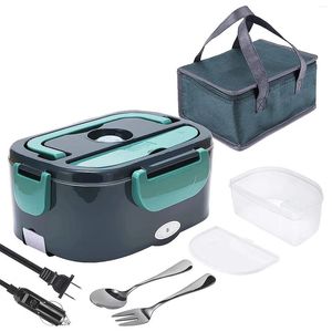 Bowls Electric Lunch Box 2 I 1 Portable Warmer Heater For Car Work Home Office- Kapacitet 1.5L US Plug Green