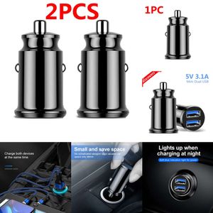 New Other Auto Electronics 2PCS 3.1A Dual USB Car Charger Mini Charger Adapter For Switch GPS DVR Camera Tablet Car Phone Charger For Huawei Xiaomi iPhone