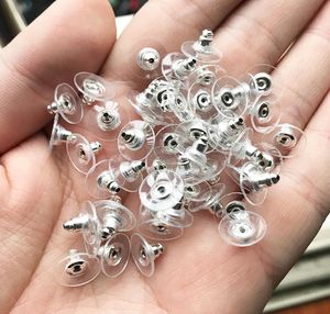 500PCS DIYクラフトアクセサリーシリコンスタッドイヤリングバックストッパーイヤーポストナッツジュエリー調査結果コンポーネントゴールドとシルバー1153952