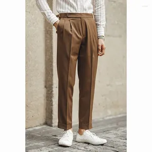 Men's Suits Summer Casual Suit Pants Men Breathable Fashion Classic Solid Color Stretch Straight Thin Business Office Trousers Male C47