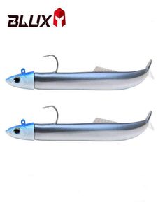 Blux flash areia enguia 14g27g isca de pesca macia cauda gabarito cabeça gancho minnow isca artificial água salgada robalo swimbait equipamento 229123753