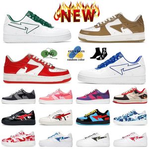 Hotsale Uomo Donna Bapestass Designer Scarpe Shark Nero Bianco STA SK8 Basso Nostalgico ABC Camo Pelle verniciata Polpo Camouflage Bapestaly Sport Sneakers Scarpe da ginnastica