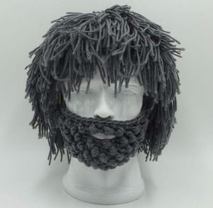 BBYES Cool Gifts Beard Hats Handmade Knit Warm Caps Halloween Funny Party Beanies for Mad Scientist Caveman Men Women New Winter S4819212