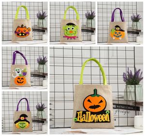 Cartone animato Halloween Present Wraps Dolcetto o scherzetto Borse Strega Zucca Caramelle Borse Borsa di tela Tote Bag Confezione regalo riutilizzabile Festa per bambini Dec1639508