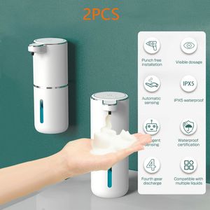 Dispensador de sabão líquido Dispensador de sabão 1/2 unidades Dispensador de sabão de espuma automático Cozinha Banheiro Inteligente Infravermelho Touchless 380ml Lavador de mão carregável 231213