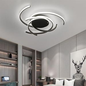 Creative Modern LED Ceiling Lights Living Room Bedroom Study Balcony Indoor Lighting Black White Aluminum Ceiling Lamp Fixture L345N