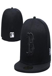 2020 Men039s Red Sox in colore nero Taglia cappelli piatti aderenti Rosso B Lettera ricamata Taglia Caps Hip Hop Design Baseball Full Close3521766