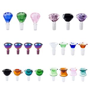 Colorful Glass Water Bong Bowl Mushroom Style Flower Style 14mm Male Dab Rig Smoking Pipe Bubbler Bongs Glass Bowls