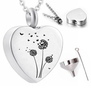 Butterfly cremation jewelry pendant three dandelion bouquet souvenir necklace to commemorate mom and dad3007029