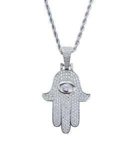FashionHamsa hand pendant necklaces for men women Hand of Fatima diamonds necklace Judea Arab Religious Protector jewelry real go1231098
