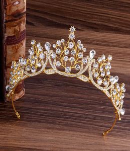 Barroco espumante ouro vermelho verde azul cristal casamento coroa bandana tiaras de noiva strass concurso diadema acessórios para o cabelo 8578377