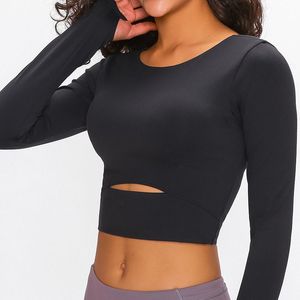 LU-23 Yoga Spor Yoga Spor Sütyen Kadın Spor Salonu Fitness Giysileri Uzun kollu T-Shirt Yastıklı Yarım Uzunluk Slim Atletik Antrenman Üstü