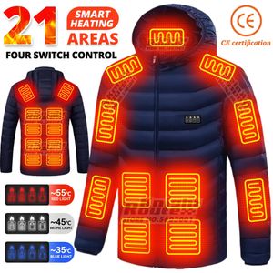 Herrenjacken 21 Bereiche Elektrisch beheizte Jacke Winter Herren Damen Motorradjacke USB-Heizjacke Beheizte Weste Moto Thermomantel Kleidung 231213