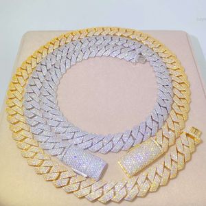 Dropshipping Customizable 15mm24inch Cuban Chain S925 Moissanite Gold-plated Jewelry Gold Rose Men Fine