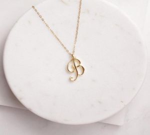 Silver Small Swirl Initial Alphabet Capital Letter Necklace All 26 English at Cursive Luxury Monogram Namn Word Text Character PE7959190