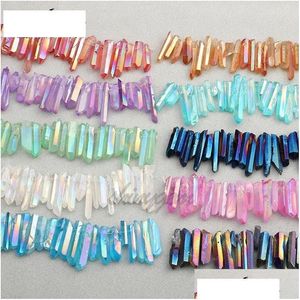 Arts And Crafts 50G Titanium Clear Quartz Pendant Natural Crystal Wand Point Rough Reiki Healing Prism Cluster Necklace Charms Craft Dhnxp