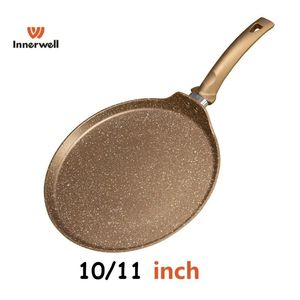 Tavalar Innerwell ev mutfak tava 1011 inç yapışmaz krep kahvaltı yumurta tortilla pot granit kaplama düz tava pişirme 231213