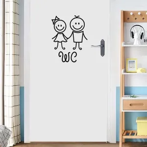 Adesivos de Parede Dos Desenhos Animados Homem Mulher Banheiro Decoração Decalques À Prova D 'Água Porta Sinal WC