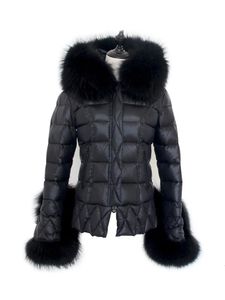 Parka da donna Janveny Vera pelliccia di procione con cappuccio 90% piumino d'anatra bianca Cappotto invernale da donna Piumino spesso caldo Parka di piume femminili Capispalla 231212