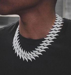 18mm Spike Chain 3 Row Cubic Zirconia Cuban Link Men039S 14K White Gold Plated Hip Hop Necklace Fashion Big Heavy Spiked Shaped6114875