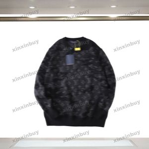 xinxinbuy 2024 Men designer hoodie tröja slips färgbrev jacquard långärmad kvinnor blå svart vit grå s-3xl