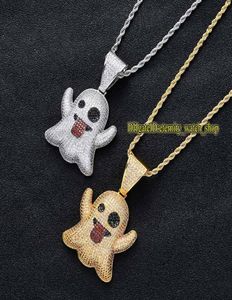 Fantasmas europeus e americanos língua para fora expressão engraçada Iced Out diamante hip hop pingente rua hipster cheio de diamante CZ incrustado7612382