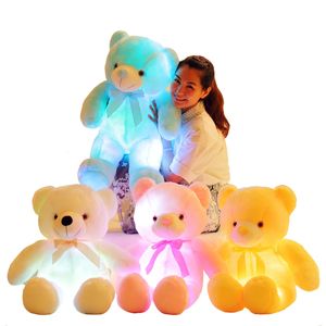 Peluche che si illuminano Luminosi 25/30 / 50cm Creative Light Up LED Colorato incandescente Orsacchiotto di peluche Peluche Regalo di Natale per bambini 231212