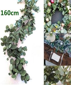 160 CM Ghirlanda di eucalipto artificiale Appeso Rattan Matrimonio Verde Foglia di salice Centrotavola Party el Cafe Decor New280V7403352