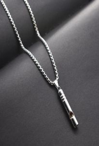 Pendant Necklaces Whistle Necklace Hiphop Personality Trendy Men039s Simple Cool Flute Can Blow Creative Metal Chain9892278