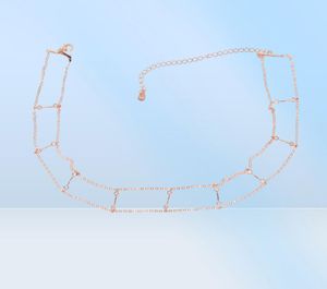 100 925 sterling silver short chain chocker double chain link bar 18k gold plated elegant choker necklace6702810