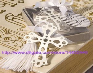 100pcs DHL stainless steel Cross Bookmark For Wedding Baby Shower Party Bookmarks Favor Gift3363372