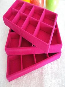 Ice Velvet 3pcslot 8 Grids Jewelry Organizer Tray Rose Red Black Grey Brown Velvet Jewelry Display Gift Box84545789024852