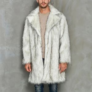 Mężczyzn FUR FUAX XINGQING MĘŻCZYZN Zimowy płaszcz w stylu mody obroża Lapel Otwórz przednią kurtkę z długim rękawem Tops Soft Wszerzowe wytrzymałość uliczna 231213