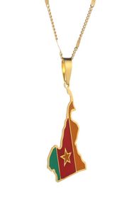 Aço inoxidável moda camarões mapa bandeira pingente colares mapas do país na moda camaroneses esmalte corrente jóias gift7528084