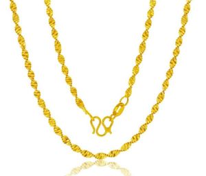 Genuine 18k Yellow Gold Color Necklace For Women Water Wave Chain Bone/Box/O Chain 45cm Necklace Pendant Jewelry 09272866064